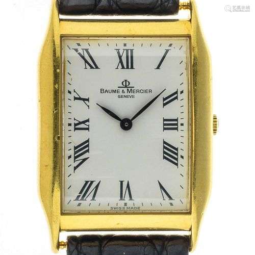 BAUME ET MERCIER. Montre bracelet en or - Boitier rectangula...