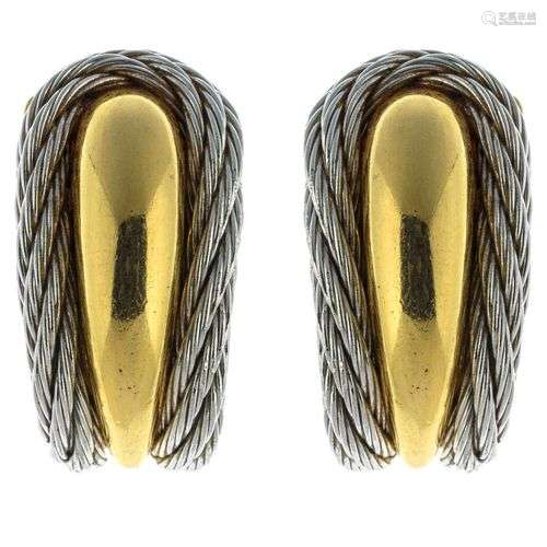 FRED. Paire de boucles d’oreille “Force 10” en or jaune et a...