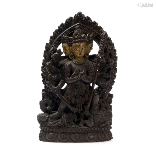 A PIECE OF RED SANDALWOOD VAJRA BUDDHA