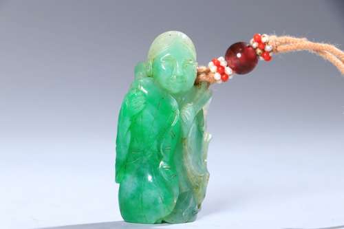 CHINESE CARVED JADEITE FIGURE ORNAMENT