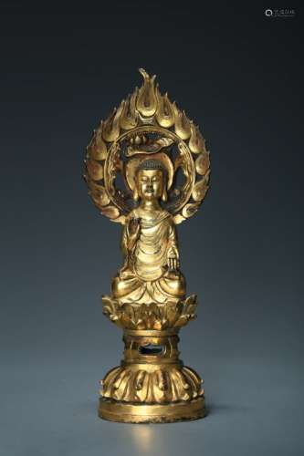 CHINESE GILT BRONZE STATUE OF BUDDHA