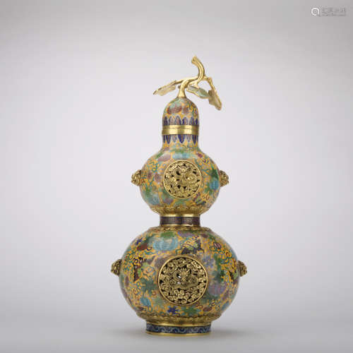 景泰藍花鳥紋葫蘆瓶