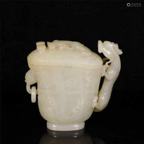 A QING STYLE CHINESE WHITE JADE GONG