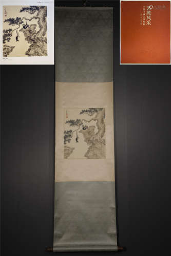 A CHINESE HAND-PAINTED HANGING SCROLL PAINTING