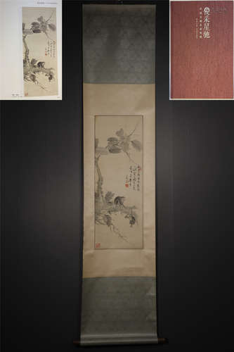 A CHINESE HAND-PAINTED HANGING SCROLL PAINTING