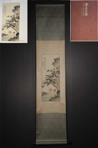 A CHINESE HAND-PAINTED HANGING SCROLL PAINTING