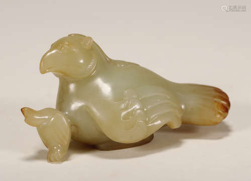 A PHOENIX SHAPED JADE FIGURINE