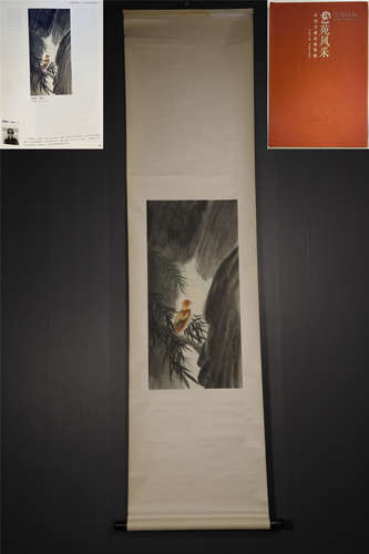 A CHINESE HAND-PAINTED HANGING SCROLL PAINTING