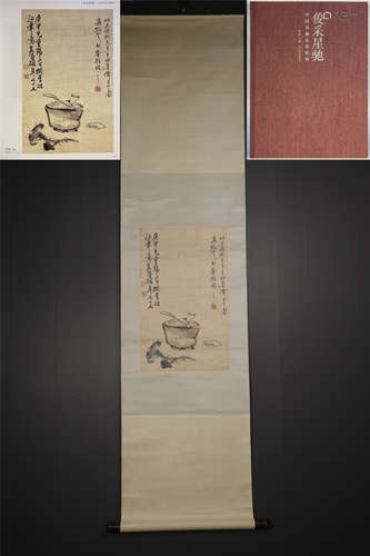 A CHINESE HAND-PAINTED  HANGING SCROLL PAINTING