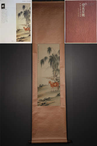 A CHINESE HAND-PAINTED HANGING SCROLL PAINTING