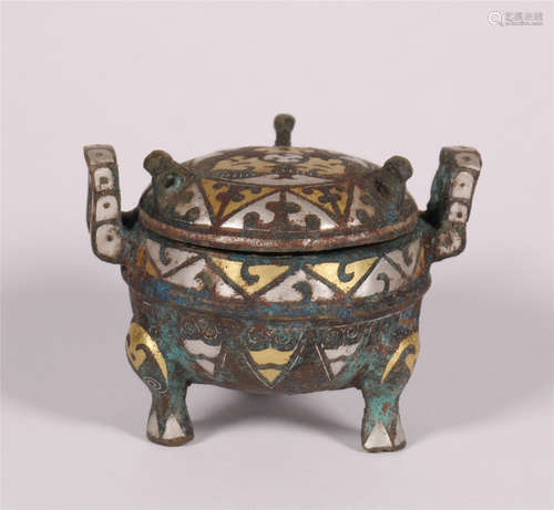 A BRONZE DING TRIPOT LIDDED CONTAINER