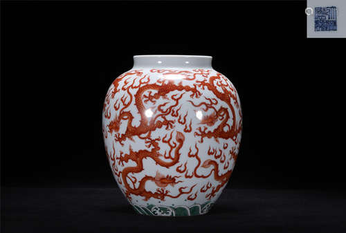 A COPPER RED GLAZE PORCELAIN JAR