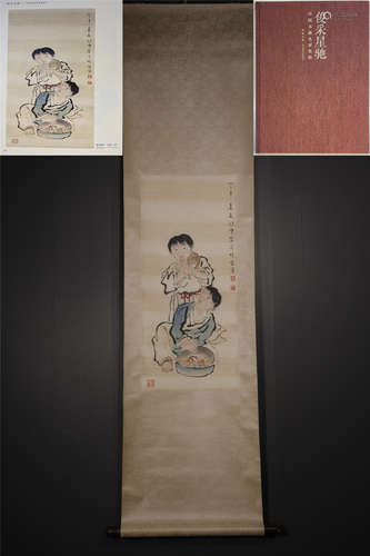 A CHINESE HAND-PAINTED HANGING SCROLL PAINTING