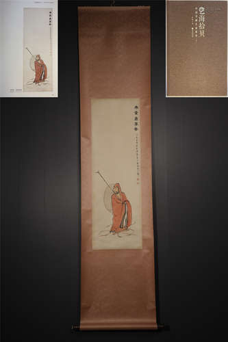 A CHINESE HAND-PAINTED HANGING SCROLL PAINTING