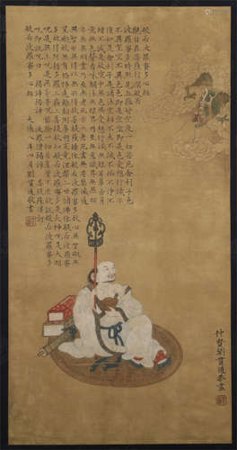 A CHINESE HAND-PAINTED HANGING SCROLL PAINTING