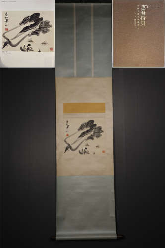 A CHINESE HAND-PAINTED HANGING SCROLL CABBAGE PAINTING