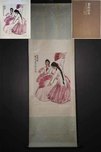 A CHINESE HAND-PAINTED HANGING SCROLL PAINTING