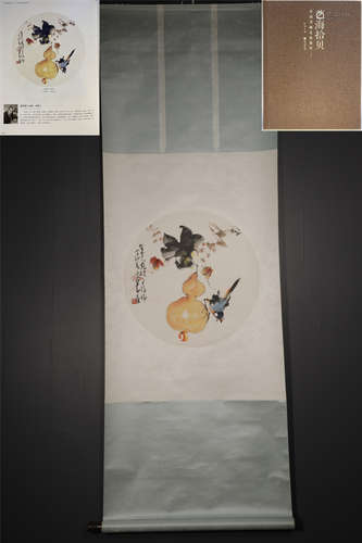 A CHINESE HAND-PAINTED HANGING SCROLL PAINTING