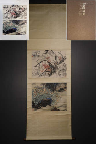 A CHINESE HAND-PAINTED HANGING SCROLL PAINTING