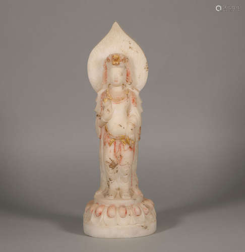 A NORTH WEI STYLE BUDDHA MARBLE STONE STONE STATUE