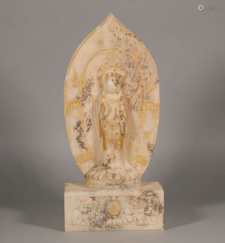 A NORTH WEI STYLE BUDDHA WHITE MARBLE STONE STATUE