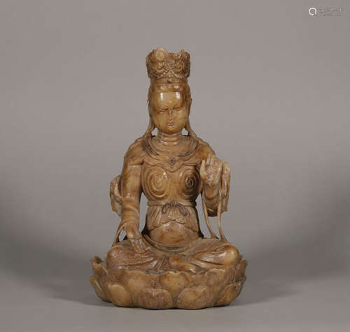 A TANG STYLE BUDDHA STONE STATUE