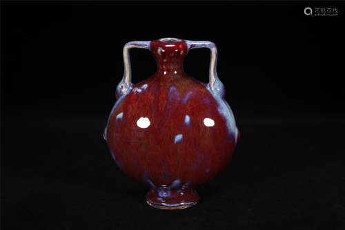 Qing Yongzheng style red glaze porcelain vase 'baoyueping'