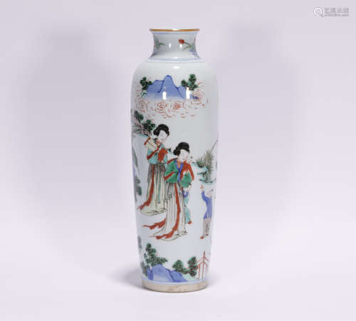 Qing Kangxi style porcelain vase 'tongping'