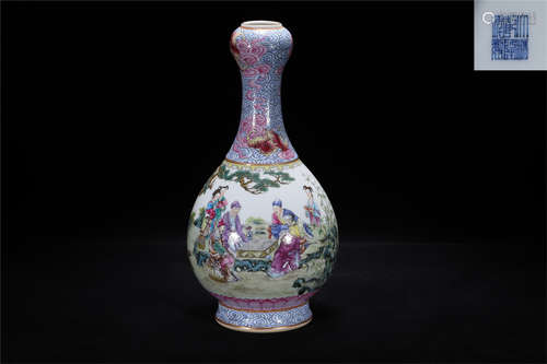 Qing Qianlong style famille rose porcelain vase 'suantouping...