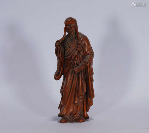 Qing style boxwood carved luohan buddha