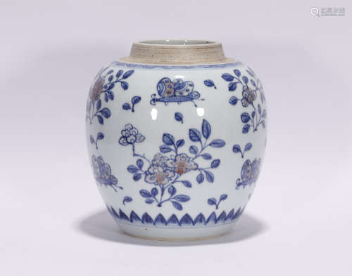 Qing Kangxi style blue and white porcelain jar