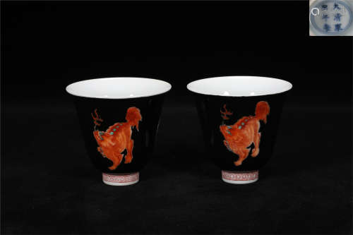 A pair of Qing Qianlong style red glaze porcelain vases