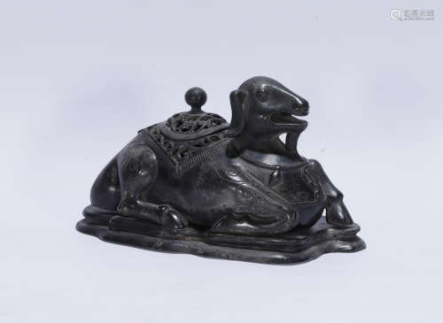 Qing Style bronze ram shaped Censer