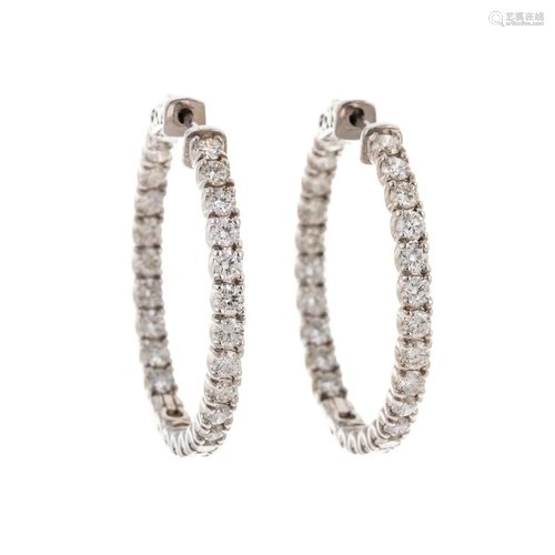 A Pair of 5.00 ct Inside/Outside Diamond Hoops in 14K