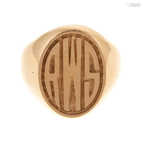 A Solid 14K Yellow Gold Oval Signet Ring