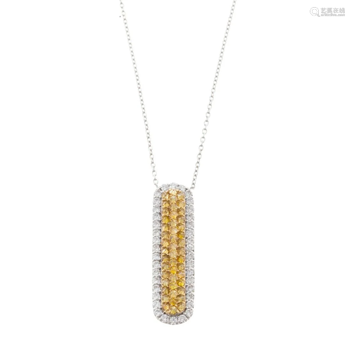 A 1.01 ctw Yellow & White Diamond Pendant in 18K