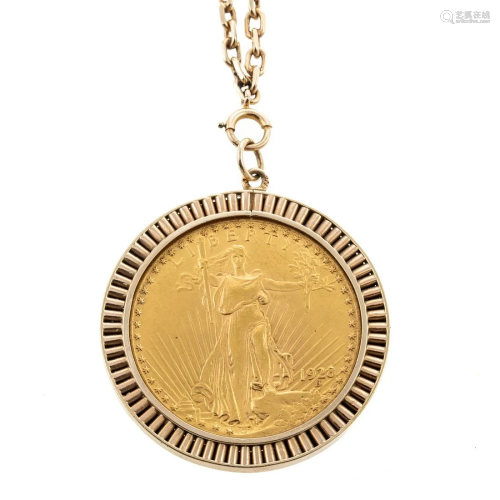 A 1928 Saint Gaudens Double Eagle Coin Necklace