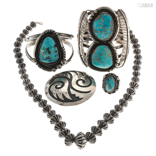 A Collection of Silver Navajo Jewelry