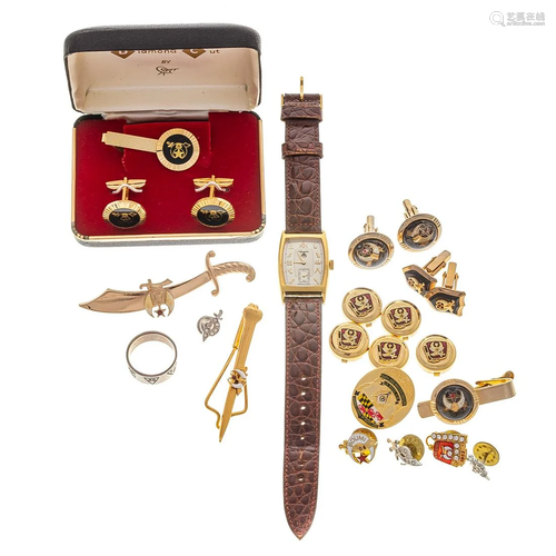 A Masonic Hamilton Watch & Jewelry