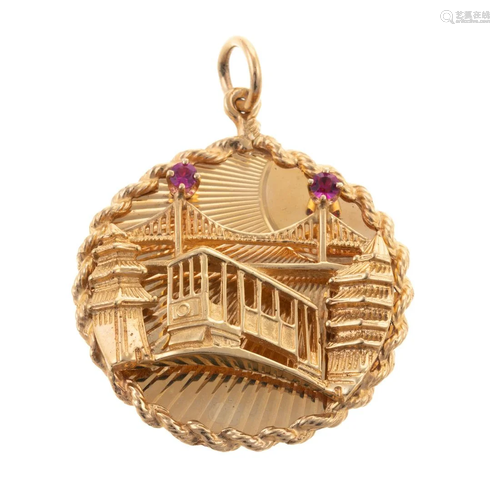 A Vintage San Francisco Cityscape Pendant in 14K