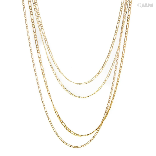 A Collection of 14K & 10K Figaro Link Necklaces