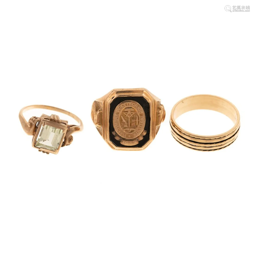 A Trio of Rings in 14K & 10K Gold