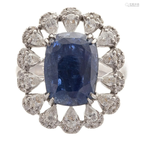 An Unheated 3.02 ct Sapphire & Diamond Ring