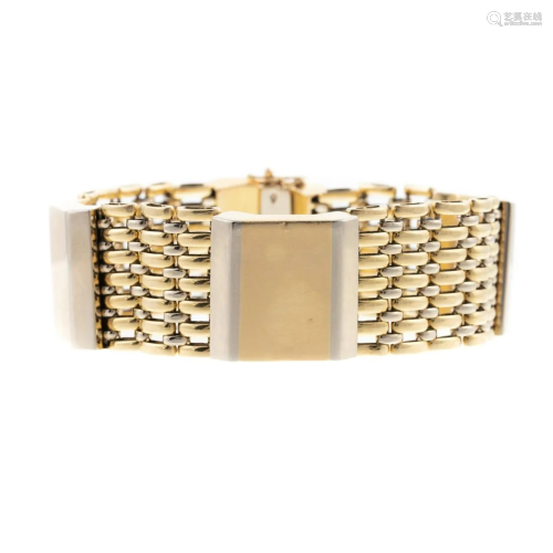 An 18K Two Toned Wide Link Bracelet by KRIA