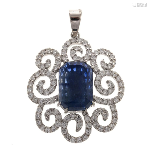 An Unheated 4.03 ct Sapphire & Diamond Pendant