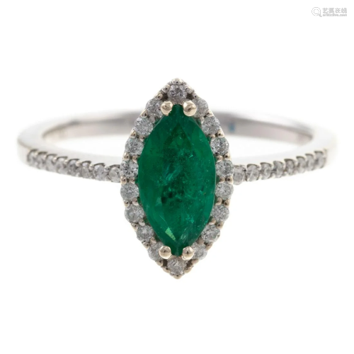 A 1.00 ct Very Fine Emerald & Diamond Ring in 14K