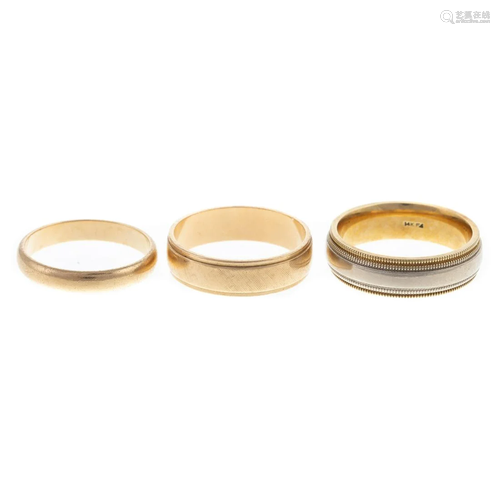 A Trio of Bands in 14K Yellow & White Gold