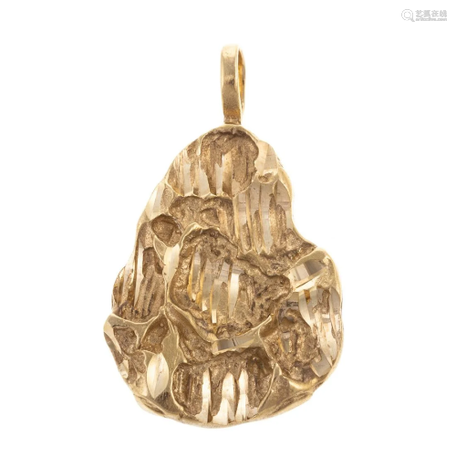 A Textured Nugget Pendant in 14K