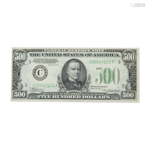 1934-A $500 Federal Reserve Note F-2202-C CH AU