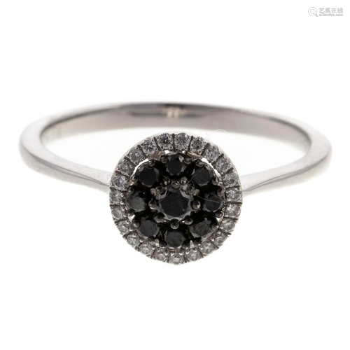 A Black & White Diamond Ring in 14K